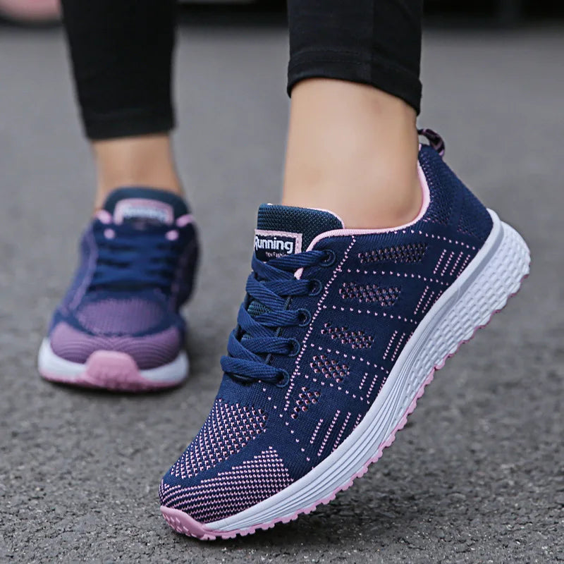 Women Casual Shoes Fashion Breathable Walking Mesh Flat Shoes Sneakers Women 2021 Gym Vulcanized Shoes White Female Footwear - Tasawoq