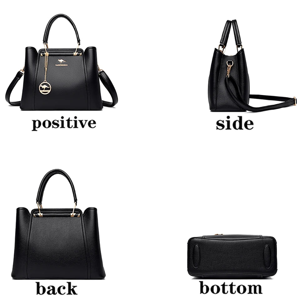 Luxury Handbags Women Bags Designer 3 Layers Soft Leather Shoulder Crossbody Sac Ladies Large Capacity Shopping Messenger Tote - Tasawoq