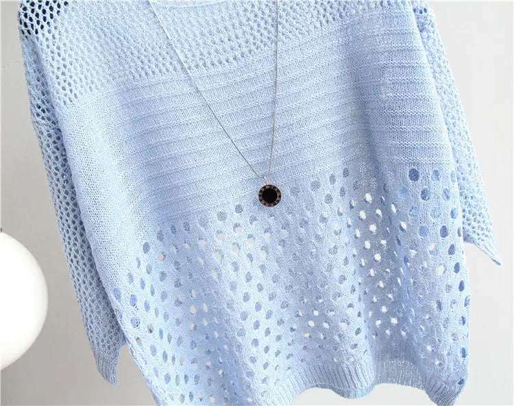 Spring and Summer New Ice Silk Knitted Vest Top Hollow Out Thin Bottoming Sling Streetwear Womens Clothing White Shirt 13686 - Tasawoq