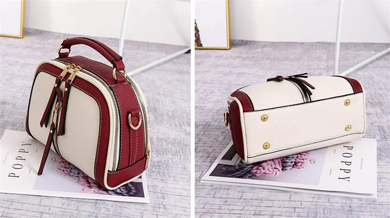 Fashion Hit Color Shoulder Bags for Women Female PU Leather Crossbody Messenger Bags Small Handbag Wide Strap Purse - Tasawoq