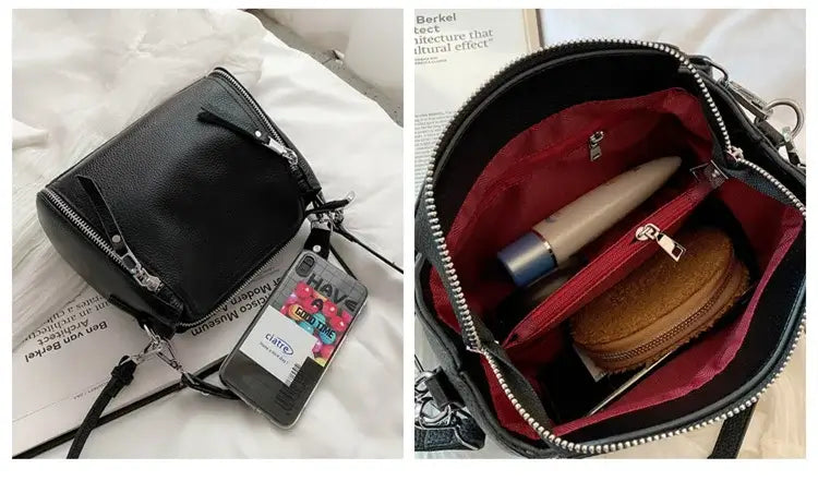 100% Genuine Leather Women Handbags Cowhide Women Shoulder bag Fashion Luxury Ladies Messenger Bags High Quality Female Tote bag - Tasawoq