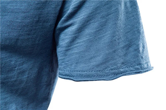 AIOPESON 100% Cotton Men T-shirt V-neck Fashion Design Slim Fit Soild T-shirts Male Tops Tees Short Sleeve T Shirt For Men - Tasawoq