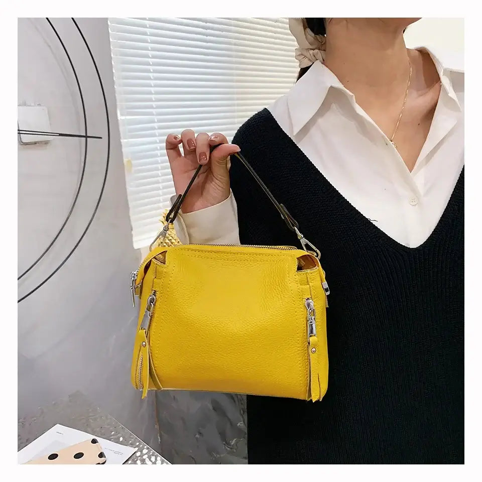 100% Genuine Leather Women Handbags Cowhide Women Shoulder bag Fashion Luxury Ladies Messenger Bags High Quality Female Tote bag - Tasawoq