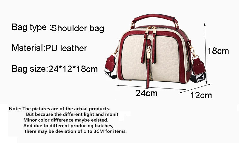 Fashion Hit Color Shoulder Bags for Women Female PU Leather Crossbody Messenger Bags Small Handbag Wide Strap Purse - Tasawoq