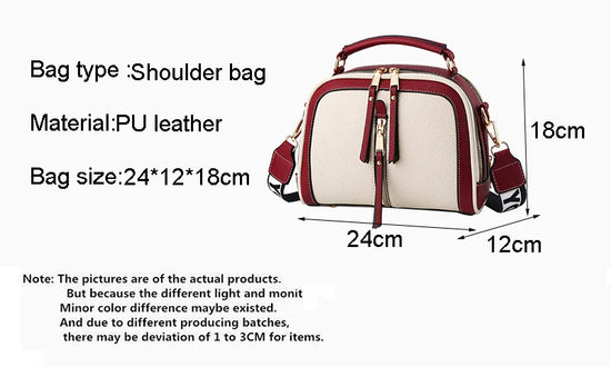 Fashion Hit Color Shoulder Bags for Women Female PU Leather Crossbody Messenger Bags Small Handbag Wide Strap Purse - Tasawoq