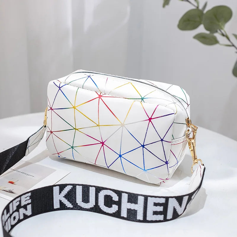 Women Laser Crossbody Bag Sling Shoulder Bag Jelly Holographic Square Messenger Satchel Bag For Lady Daily Small Handbag Purse - Tasawoq