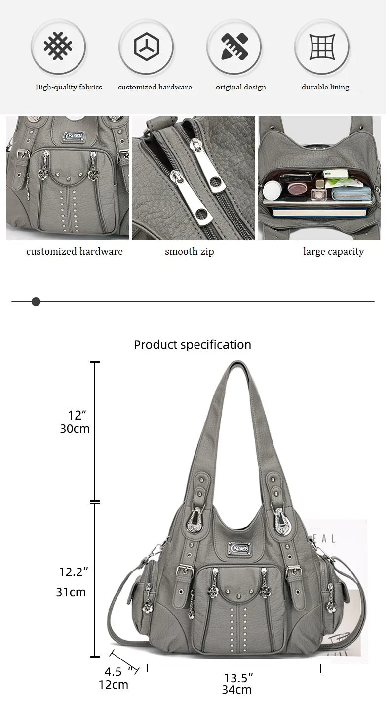 Angelkiss Bag Women Fashion Handbags Women Shoulder Bags PU Leather Handbag Female Satchel Big Shoulder Purse Bag bolsa feminina - Tasawoq