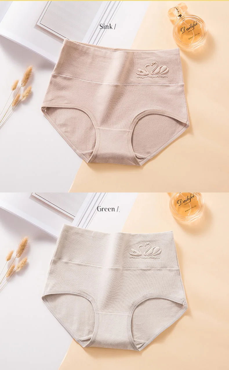 4PCS High Waist Cotton Panties Women Body Shaper Underwear Plus Size M-5XL Fashion Girls Briefs Seamless Sexy Female Lingerie - Tasawoq