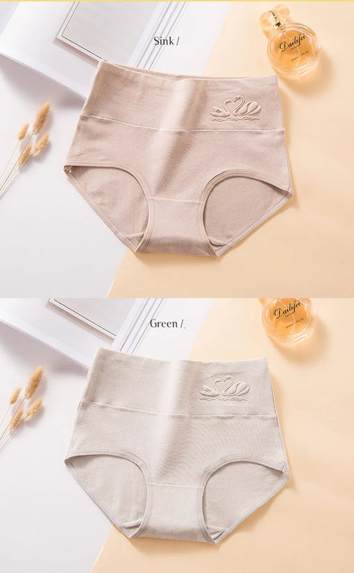 4PCS High Waist Cotton Panties Women Body Shaper Underwear Plus Size M-5XL Fashion Girls Briefs Seamless Sexy Female Lingerie - Tasawoq
