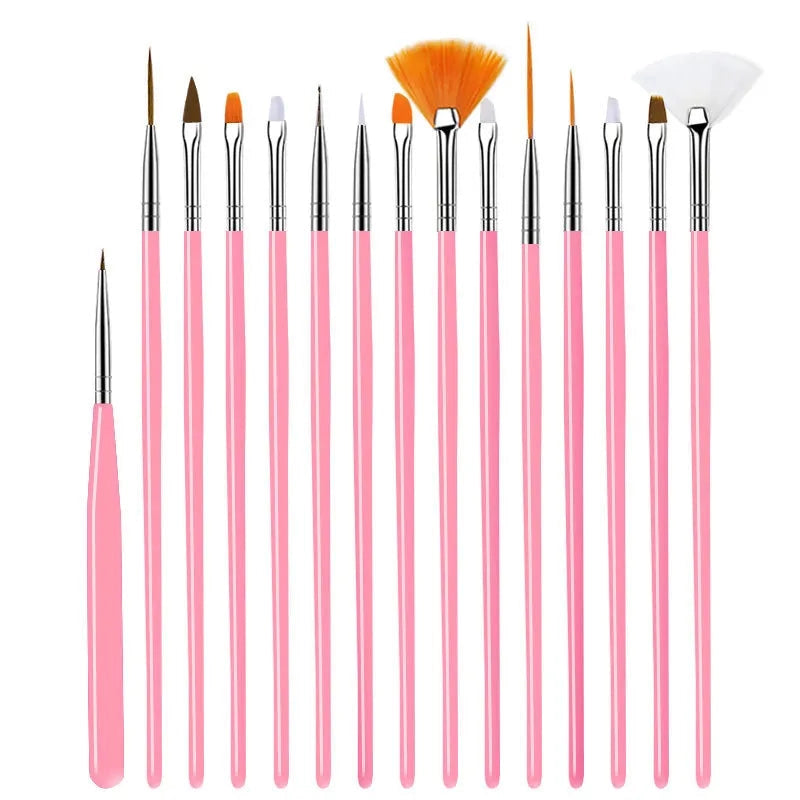 Nail Brush For Manicure Gel Brush For Nail Art 15Pcs/Set Nail Brush Acrylic Liquid Powder Carving Gel Brush - Tasawoq