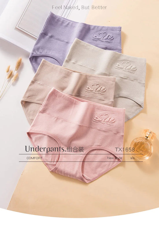 4PCS High Waist Cotton Panties Women Body Shaper Underwear Plus Size M-5XL Fashion Girls Briefs Seamless Sexy Female Lingerie - Tasawoq