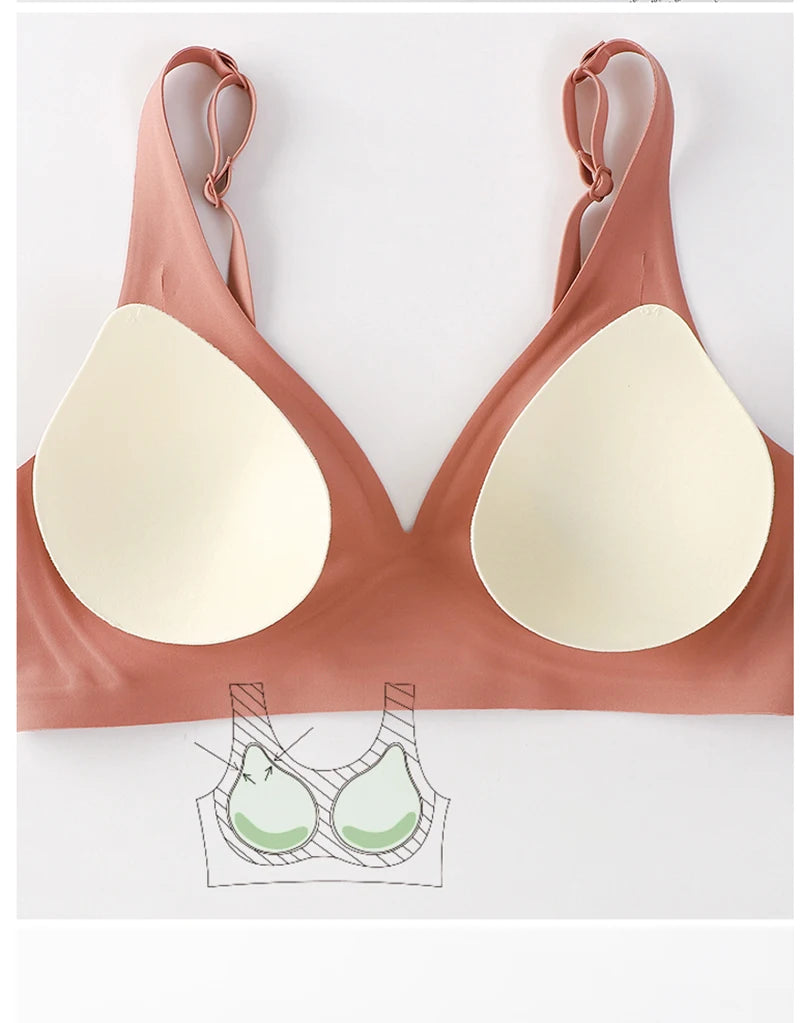 Women Latex Bra Seamless Underwear Sexy Brassieres Woman's Wireless Bras Soft Female Intimates Lingerie Plus Size Bralette S-XL - Tasawoq