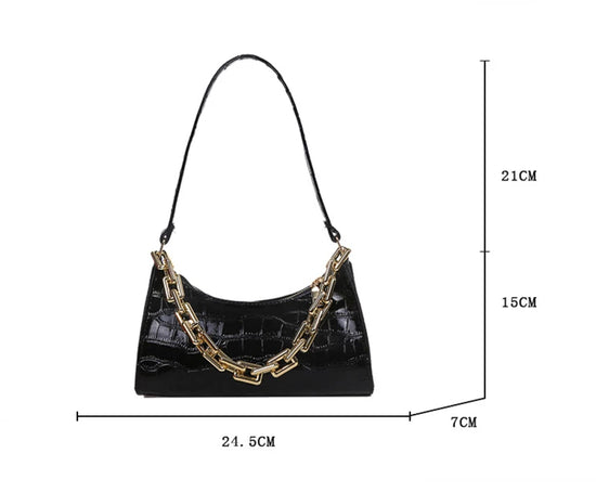 Fashion PU Leather Bags for Women Alligator Pattern Armpit Handbag Female Small Underarm Messenger Bag Purse - Tasawoq