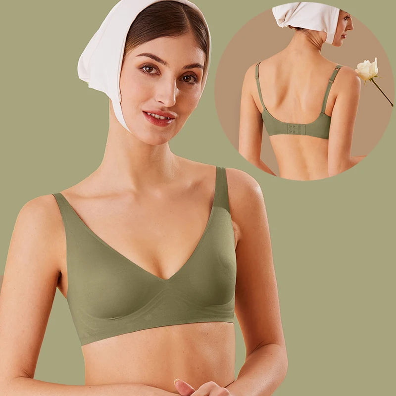 Women Latex Bra Seamless Underwear Sexy Brassieres Woman's Wireless Bras Soft Female Intimates Lingerie Plus Size Bralette S-XL - Tasawoq