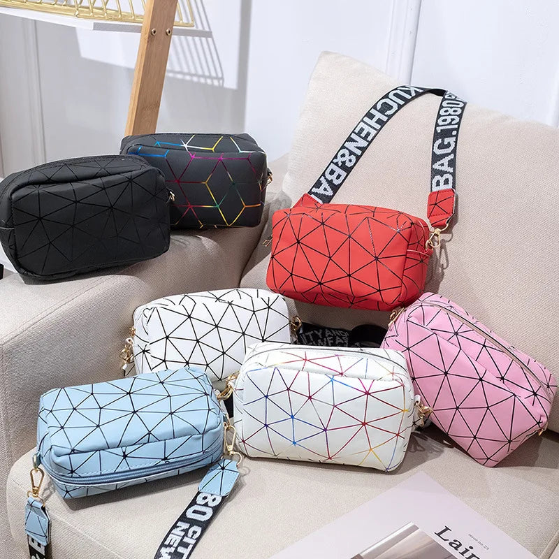 Women Laser Crossbody Bag Sling Shoulder Bag Jelly Holographic Square Messenger Satchel Bag For Lady Daily Small Handbag Purse - Tasawoq
