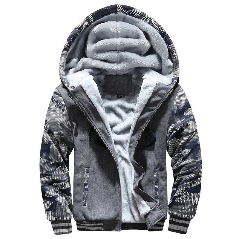 Men's Jacket Camouflage Thicken Winter Jackets for Men Fleece Long Sleeve Coat Man Casual Hoodies Streetwear Men's Coats - Tasawoq