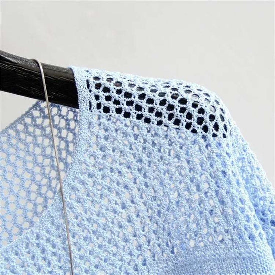 Spring and Summer New Ice Silk Knitted Vest Top Hollow Out Thin Bottoming Sling Streetwear Womens Clothing White Shirt 13686 - Tasawoq