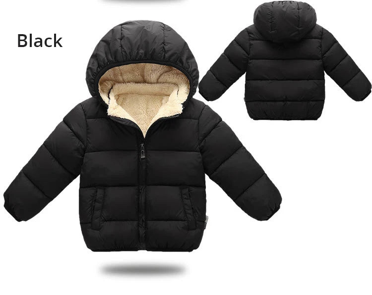 Baby Children Coats Winter Thick Jackets For Boys Warm Plush Thicken Outerwear For Girls Fur Hooded Jacket Kids Clothes Snowsuit - Tasawoq