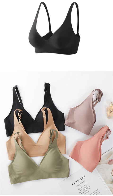 FINETOO Soft Wireless Bra Women Deep V Bras Sexy Bralette Padded Bra S-XL Female Seamless Underwear Comfortable Ladies Lingerie - Tasawoq