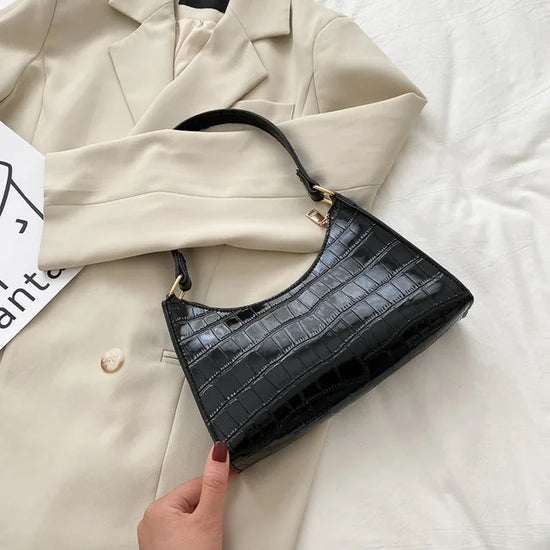 Fashion PU Leather Bags for Women Alligator Pattern Armpit Handbag Female Small Underarm Messenger Bag Purse - Tasawoq