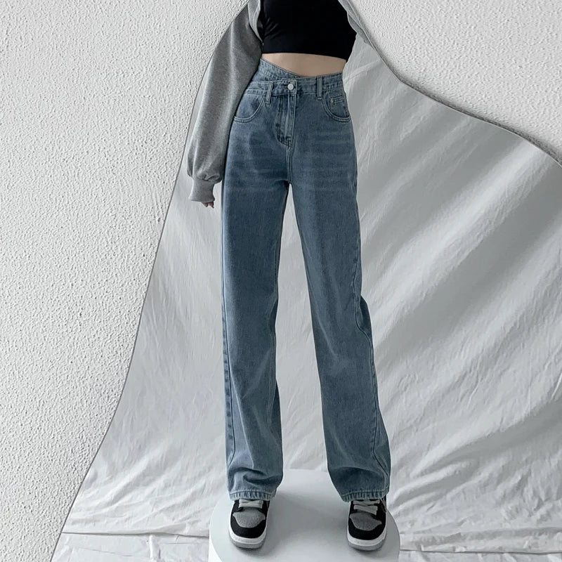 ZOENOVA Jeans Women Wide Leg Pants Mom Femme Black Blue Jeans High Waist Woman Trousers 2023 Clothing Pantalones Spodnie Damskie - Tasawoq