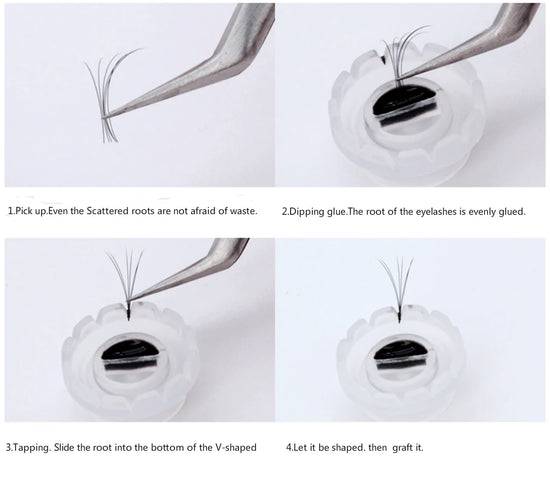100Pcs False Eyelashes Blooming Cups Planting Grafting Rapid Bloom Sun Flower Glue Cup Fan Eyelash Extension Makeup Tools - Tasawoq