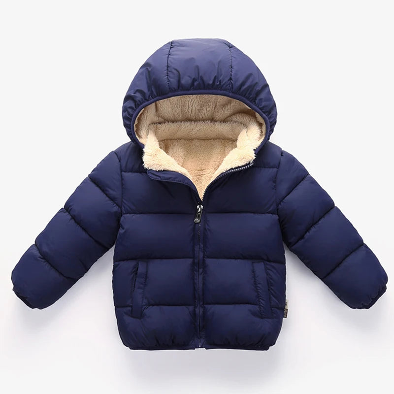 Baby Children Coats Winter Thick Jackets For Boys Warm Plush Thicken Outerwear For Girls Fur Hooded Jacket Kids Clothes Snowsuit - Tasawoq