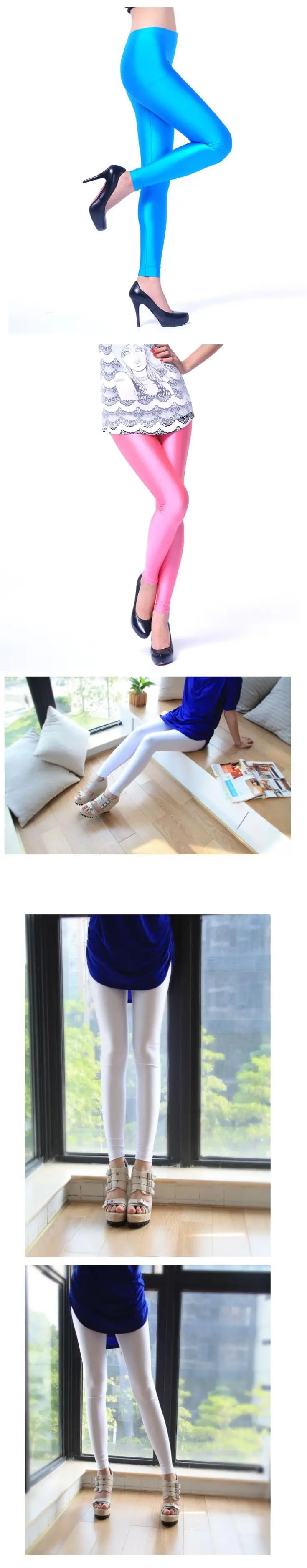 New Spring Solid Candy Neon Leggings for Women High Stretched Female Legging Pants Girl Clothing Leggins Plug Size - Tasawoq