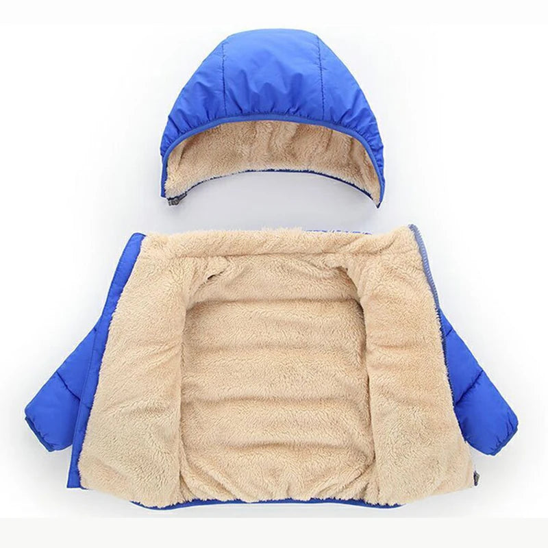 Baby Children Coats Winter Thick Jackets For Boys Warm Plush Thicken Outerwear For Girls Fur Hooded Jacket Kids Clothes Snowsuit - Tasawoq