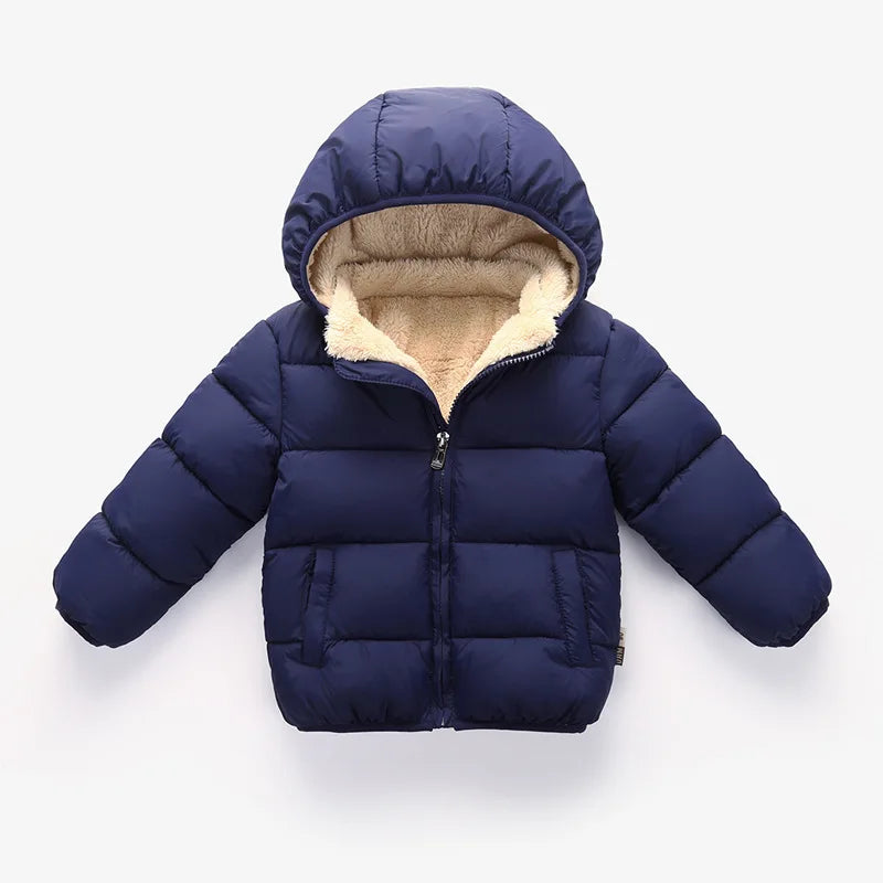 Baby Children Coats Winter Thick Jackets For Boys Warm Plush Thicken Outerwear For Girls Fur Hooded Jacket Kids Clothes Snowsuit - Tasawoq