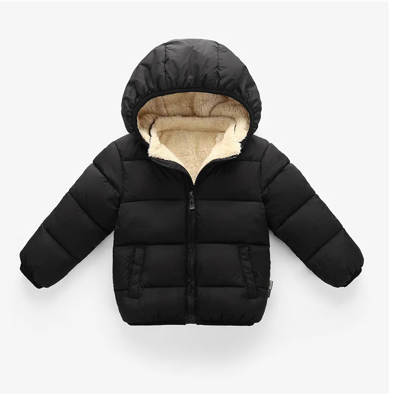 Baby Children Coats Winter Thick Jackets For Boys Warm Plush Thicken Outerwear For Girls Fur Hooded Jacket Kids Clothes Snowsuit - Tasawoq