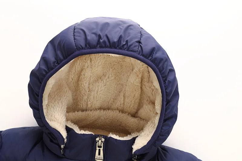 Baby Children Coats Winter Thick Jackets For Boys Warm Plush Thicken Outerwear For Girls Fur Hooded Jacket Kids Clothes Snowsuit - Tasawoq