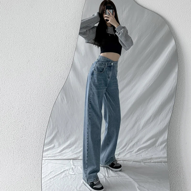 ZOENOVA Jeans Women Wide Leg Pants Mom Femme Black Blue Jeans High Waist Woman Trousers 2023 Clothing Pantalones Spodnie Damskie - Tasawoq