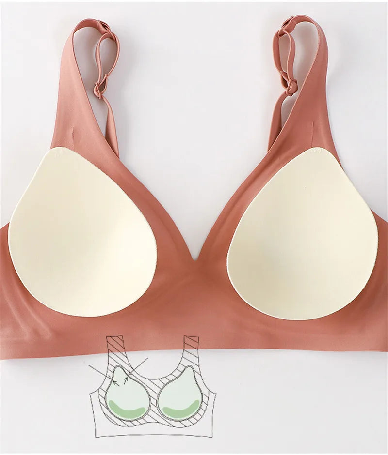 FINETOO Soft Wireless Bra Women Deep V Bras Sexy Bralette Padded Bra S-XL Female Seamless Underwear Comfortable Ladies Lingerie - Tasawoq