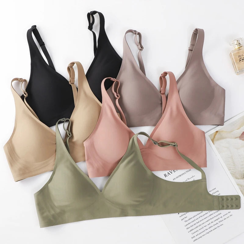 Women Latex Bra Seamless Underwear Sexy Brassieres Woman's Wireless Bras Soft Female Intimates Lingerie Plus Size Bralette S-XL - Tasawoq