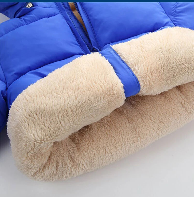 Baby Children Coats Winter Thick Jackets For Boys Warm Plush Thicken Outerwear For Girls Fur Hooded Jacket Kids Clothes Snowsuit - Tasawoq