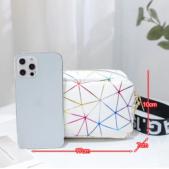 Women Laser Crossbody Bag Sling Shoulder Bag Jelly Holographic Square Messenger Satchel Bag For Lady Daily Small Handbag Purse - Tasawoq