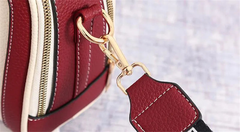 Fashion Hit Color Shoulder Bags for Women Female PU Leather Crossbody Messenger Bags Small Handbag Wide Strap Purse - Tasawoq