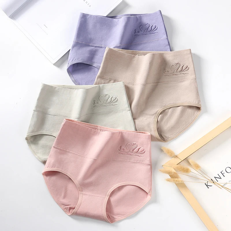 4PCS High Waist Cotton Panties Women Body Shaper Underwear Plus Size M-5XL Fashion Girls Briefs Seamless Sexy Female Lingerie - Tasawoq