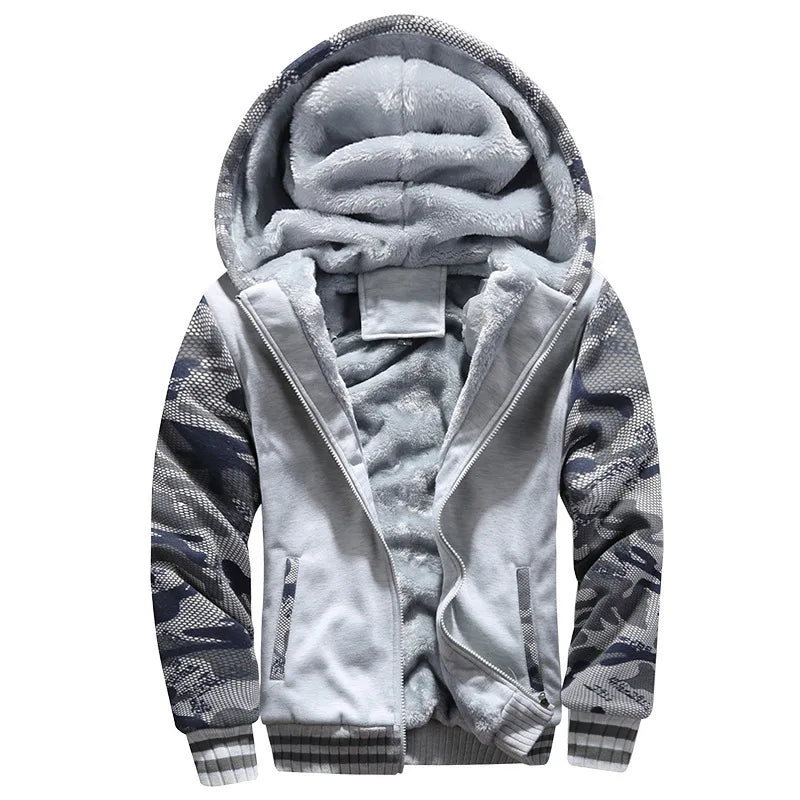 Men's Jacket Camouflage Thicken Winter Jackets for Men Fleece Long Sleeve Coat Man Casual Hoodies Streetwear Men's Coats - Tasawoq