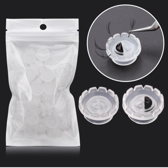 100Pcs False Eyelashes Blooming Cups Planting Grafting Rapid Bloom Sun Flower Glue Cup Fan Eyelash Extension Makeup Tools - Tasawoq