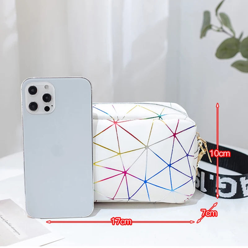 Women Laser Crossbody Bag Sling Shoulder Bag Jelly Holographic Square Messenger Satchel Bag For Lady Daily Small Handbag Purse - Tasawoq