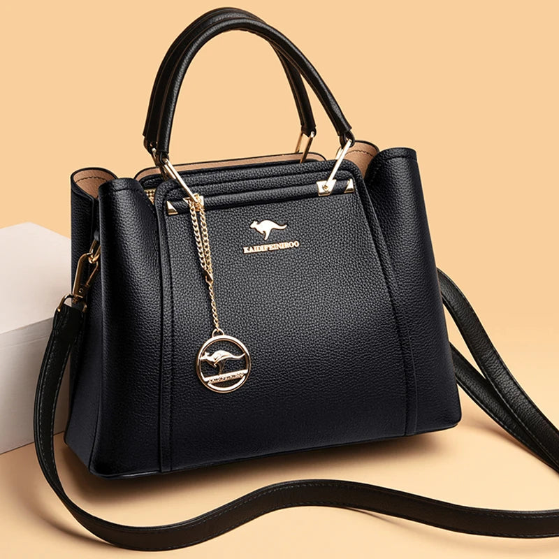 Luxury Handbags Women Bags Designer 3 Layers Soft Leather Shoulder Crossbody Sac Ladies Large Capacity Shopping Messenger Tote - Tasawoq