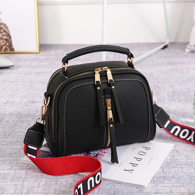 Fashion Hit Color Shoulder Bags for Women Female PU Leather Crossbody Messenger Bags Small Handbag Wide Strap Purse - Tasawoq