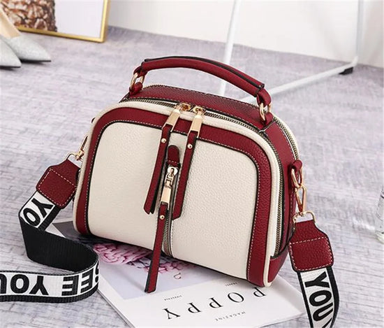Fashion Hit Color Shoulder Bags for Women Female PU Leather Crossbody Messenger Bags Small Handbag Wide Strap Purse - Tasawoq