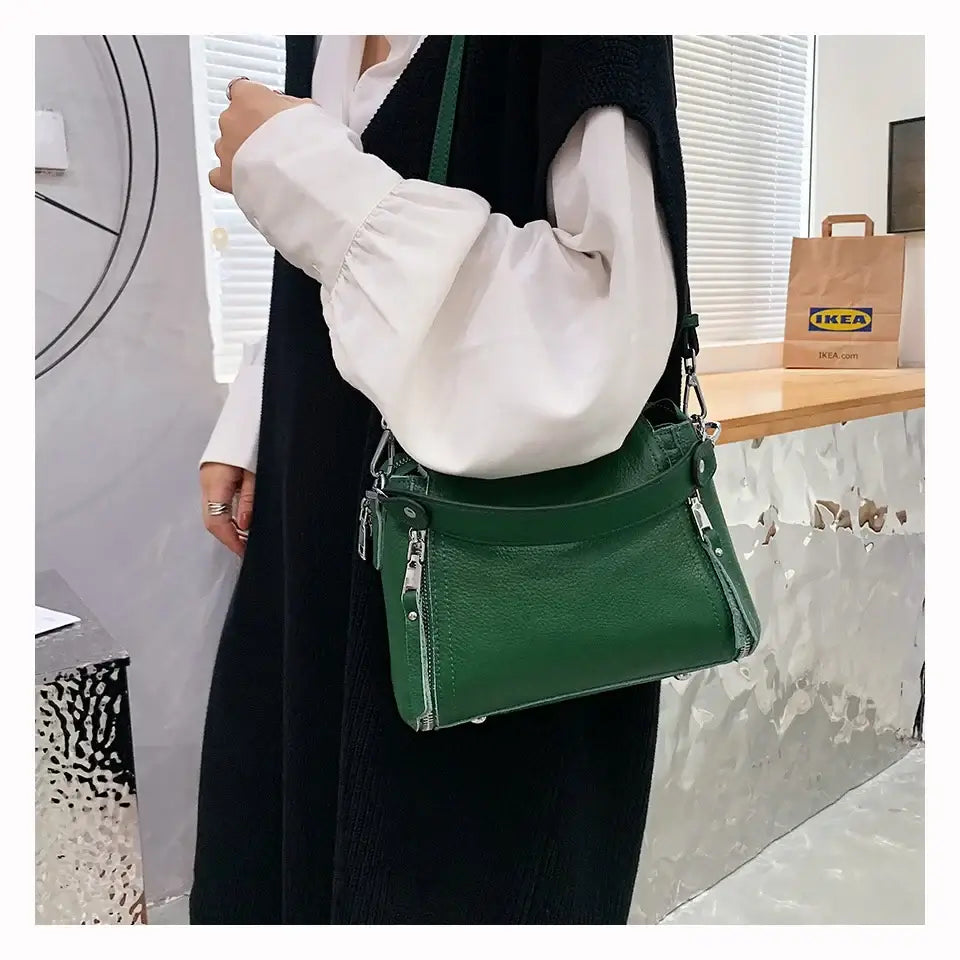 100% Genuine Leather Women Handbags Cowhide Women Shoulder bag Fashion Luxury Ladies Messenger Bags High Quality Female Tote bag - Tasawoq