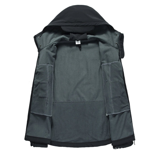 Men's Autumn Winter SoftShell Fleece Waterproof Jackets Male Hood Coats Fishing Hiking Camping Climbing Skiing Pants Trousers - Tasawoq