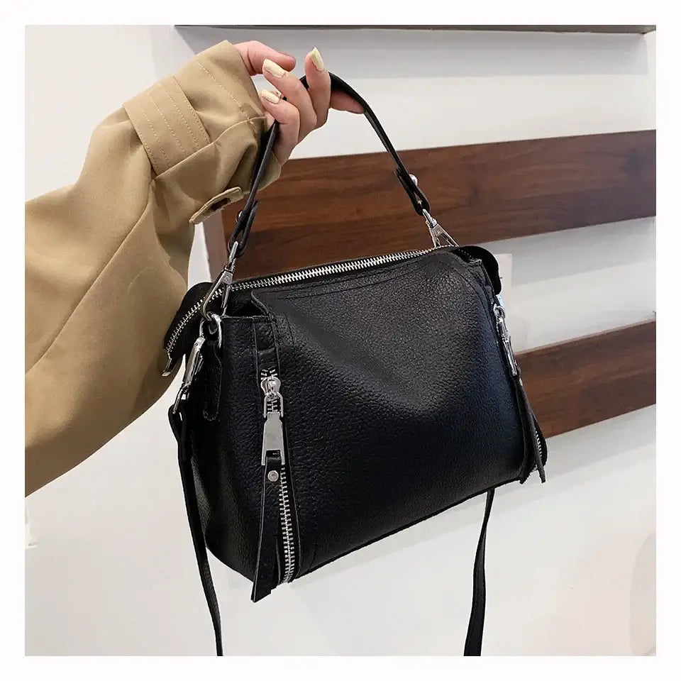 100% Genuine Leather Women Handbags Cowhide Women Shoulder bag Fashion Luxury Ladies Messenger Bags High Quality Female Tote bag - Tasawoq