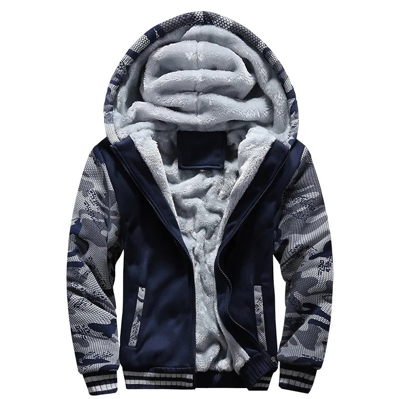 Men's Jacket Camouflage Thicken Winter Jackets for Men Fleece Long Sleeve Coat Man Casual Hoodies Streetwear Men's Coats - Tasawoq