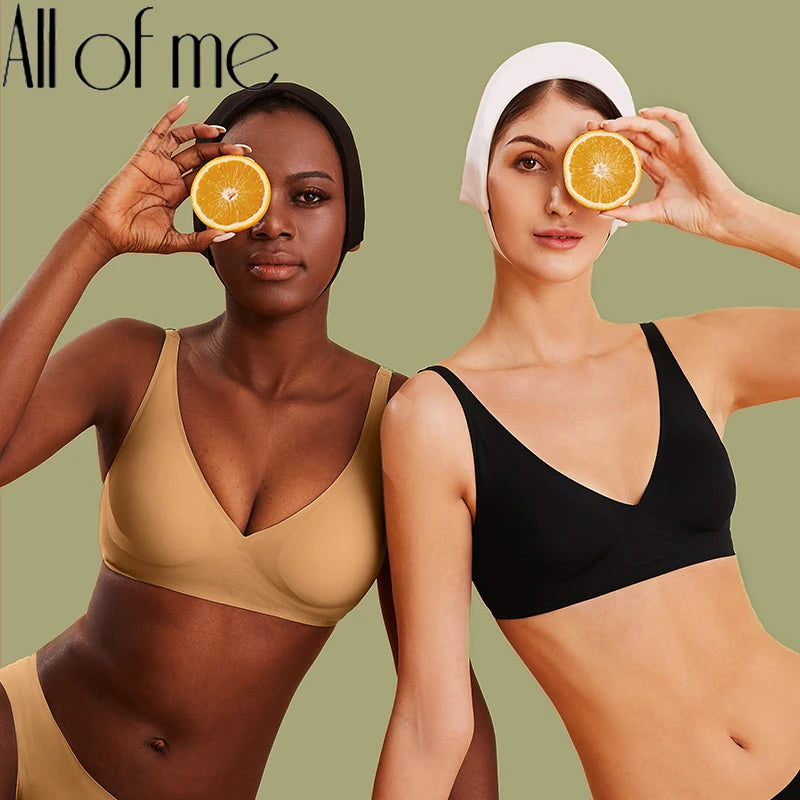 Women Latex Bra Seamless Underwear Sexy Brassieres Woman's Wireless Bras Soft Female Intimates Lingerie Plus Size Bralette S-XL - Tasawoq